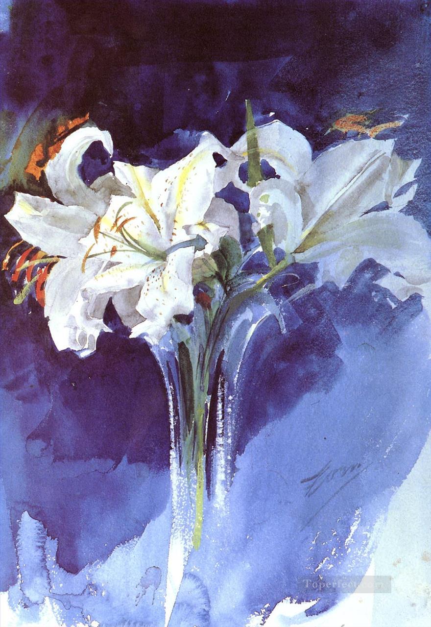 Vita Liljor destacado pintor sueco Anders Zorn Impresionismo Flores Pintura al óleo